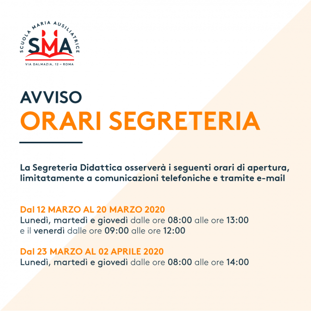 nuovi orari segreteria sma